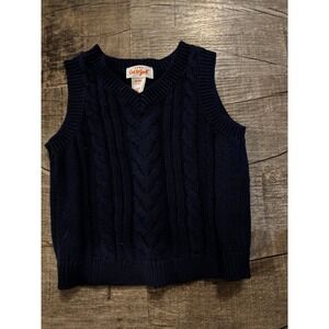 NWT Baby Cat Jack Navy Blue Cable Knit V Neck Sweater Vest 0‎ 3M